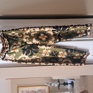 Zara Polyester Bohemian Floral Print Wide Leg High Rise Pants SzL Excellent